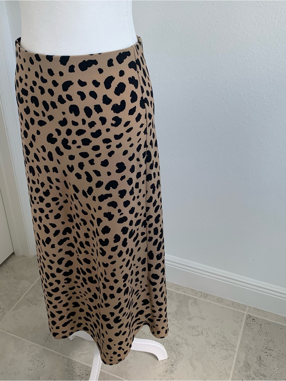 Rachel Zoe Leopard-Print Midi Skirt in Tan and Black